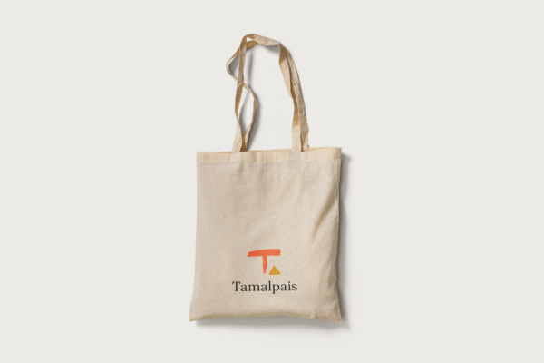 Natural linen tote bag with Tamalpais logo