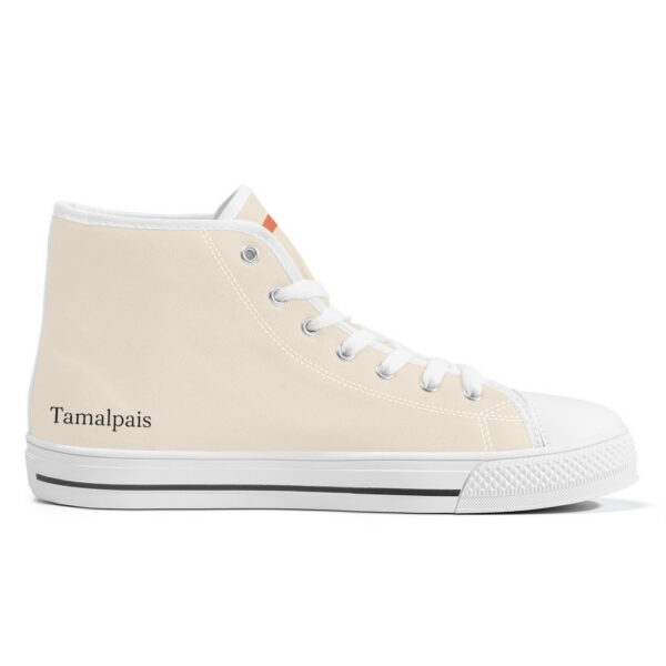 Inner left side of the “Zénith” sneakers in plain cream with “Tamalpais” logo.