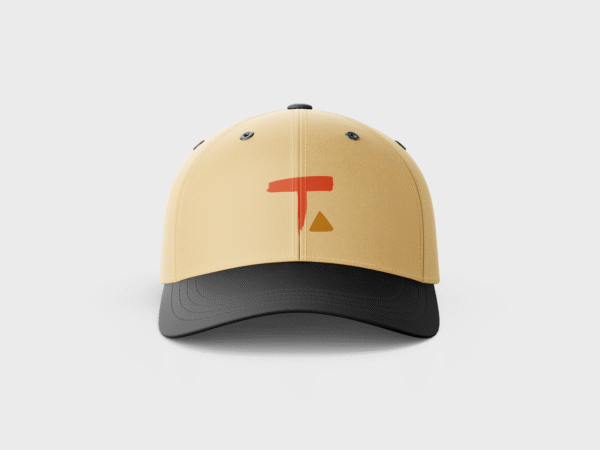 Front view of Tamalpais yellow cap with its logo
