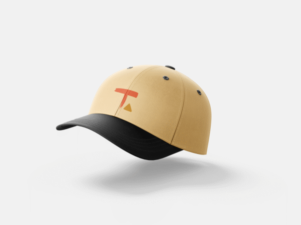 Side view of Tamalpais yellow cap with its logo