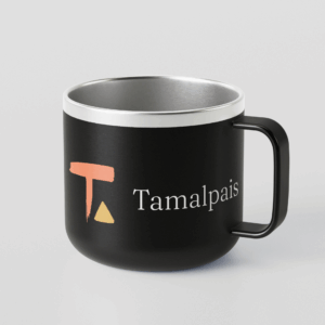 Tamalpais Black ceramic mug with minimalist logo