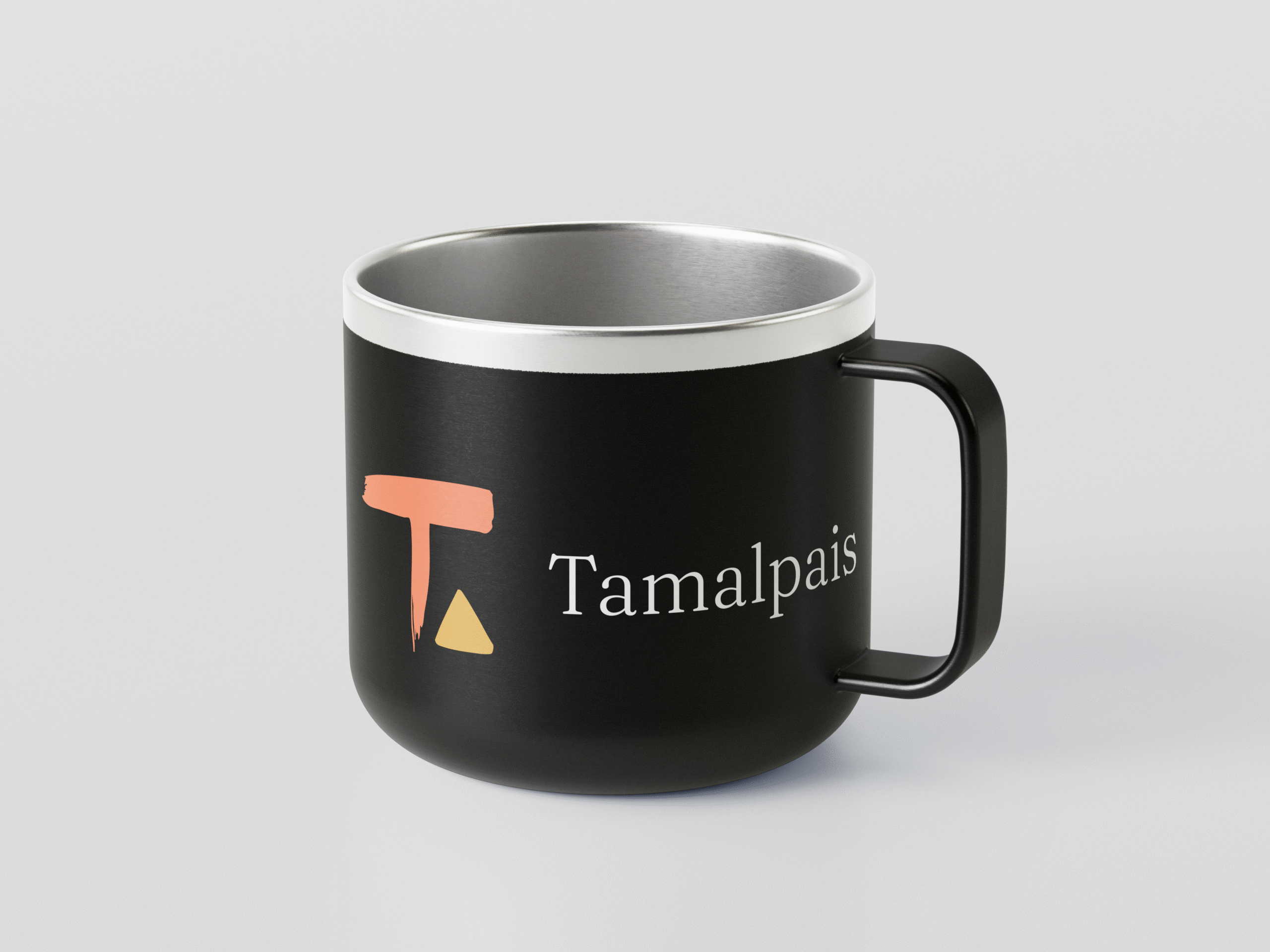 Tamalpais Black ceramic mug with minimalist logo