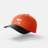 Side view of Tamalpais red cap with white logo